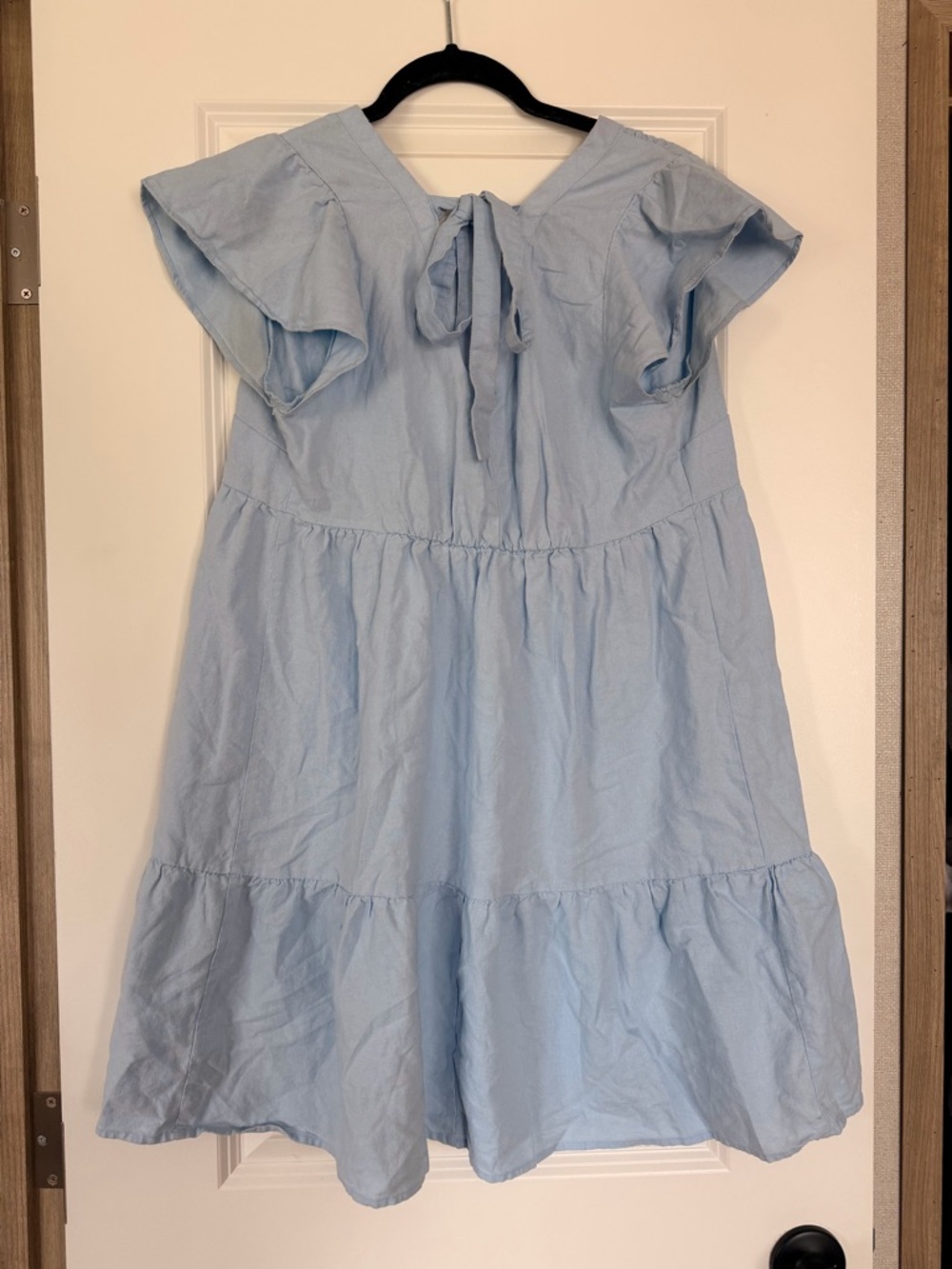 Light Blue V-Neck Babydoll Mayernity Dress - Picture 6 of 7